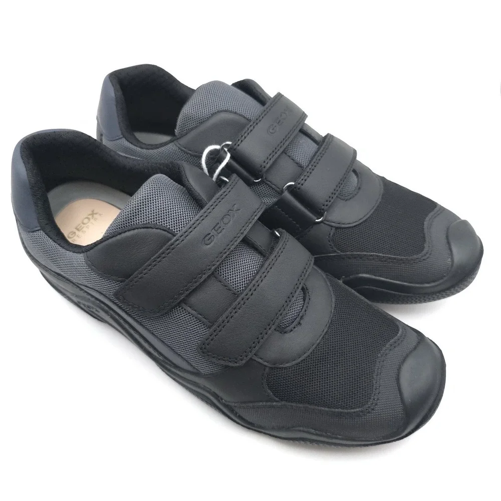 GEOX RESPIRA New‎ Wader LEATHER Sneakers Shoes 6.5 Big Kids Black ITALIAN PATENT